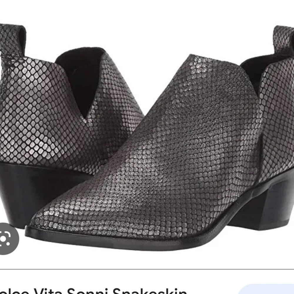 Dolce Vita gunmetal snake booties